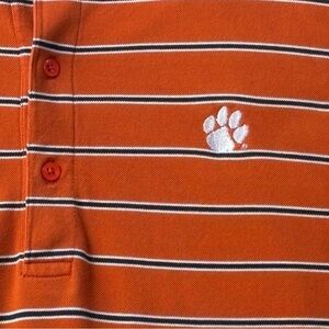 Men’s XL Clemson Tigers College Striped Polo 100% Pima Mercerized Cotton
